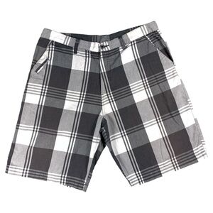 Classic Men’s Board Chino Shorts Gray White Plaid Retro Beach Burnside Size 38